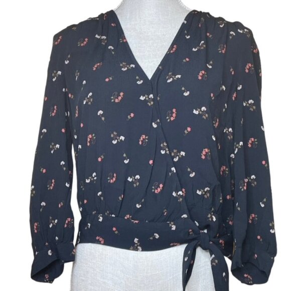 MADEWELL Wrap Top in Flower Toss - Size Small - Picture 2 of 5